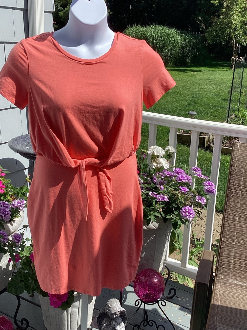 Express Coral Knit Dress with Front Tie Accent Size M NWOT